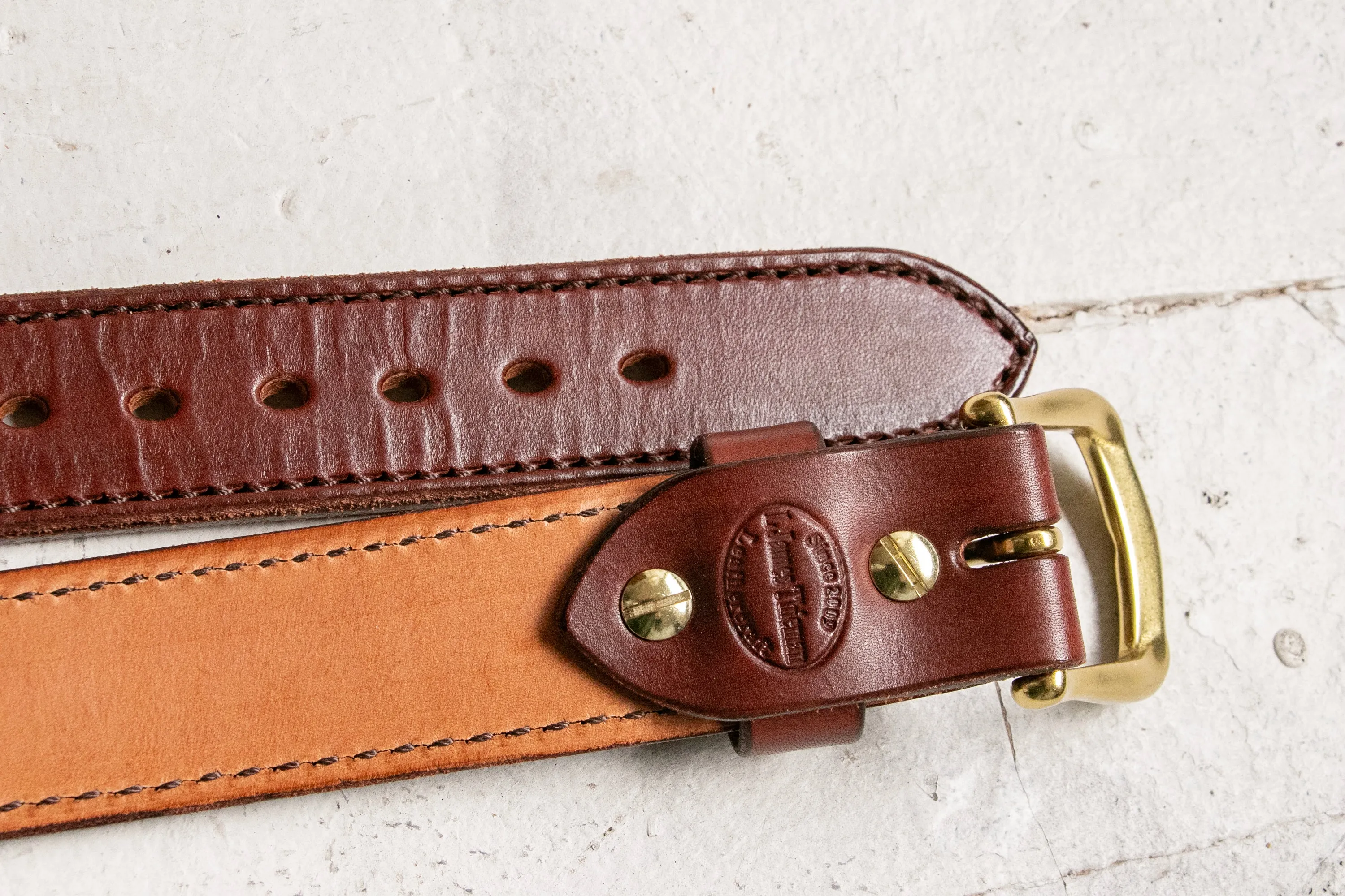 1980s Belt Thick Leather Brown Cinch Waist M/L