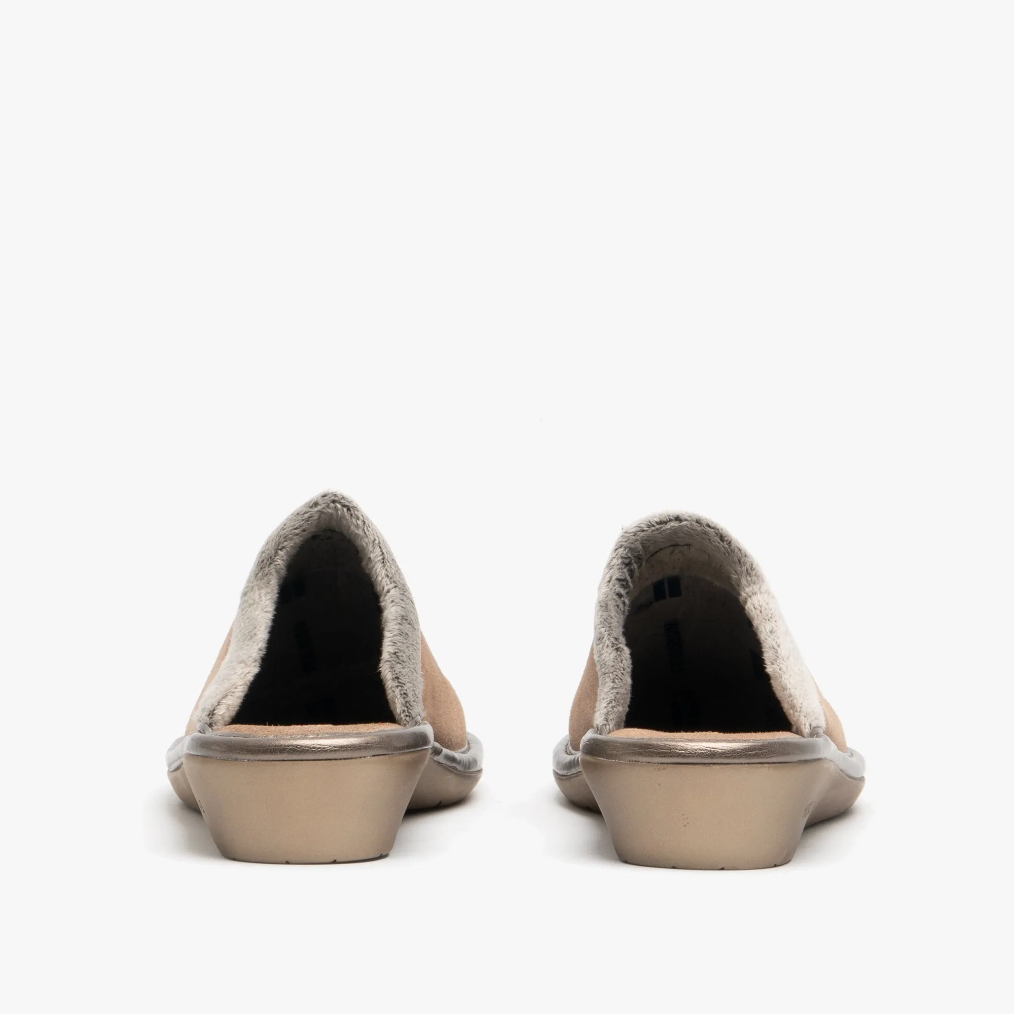 238 (AFELPADO) Ladies Suede Mule Slippers Brown