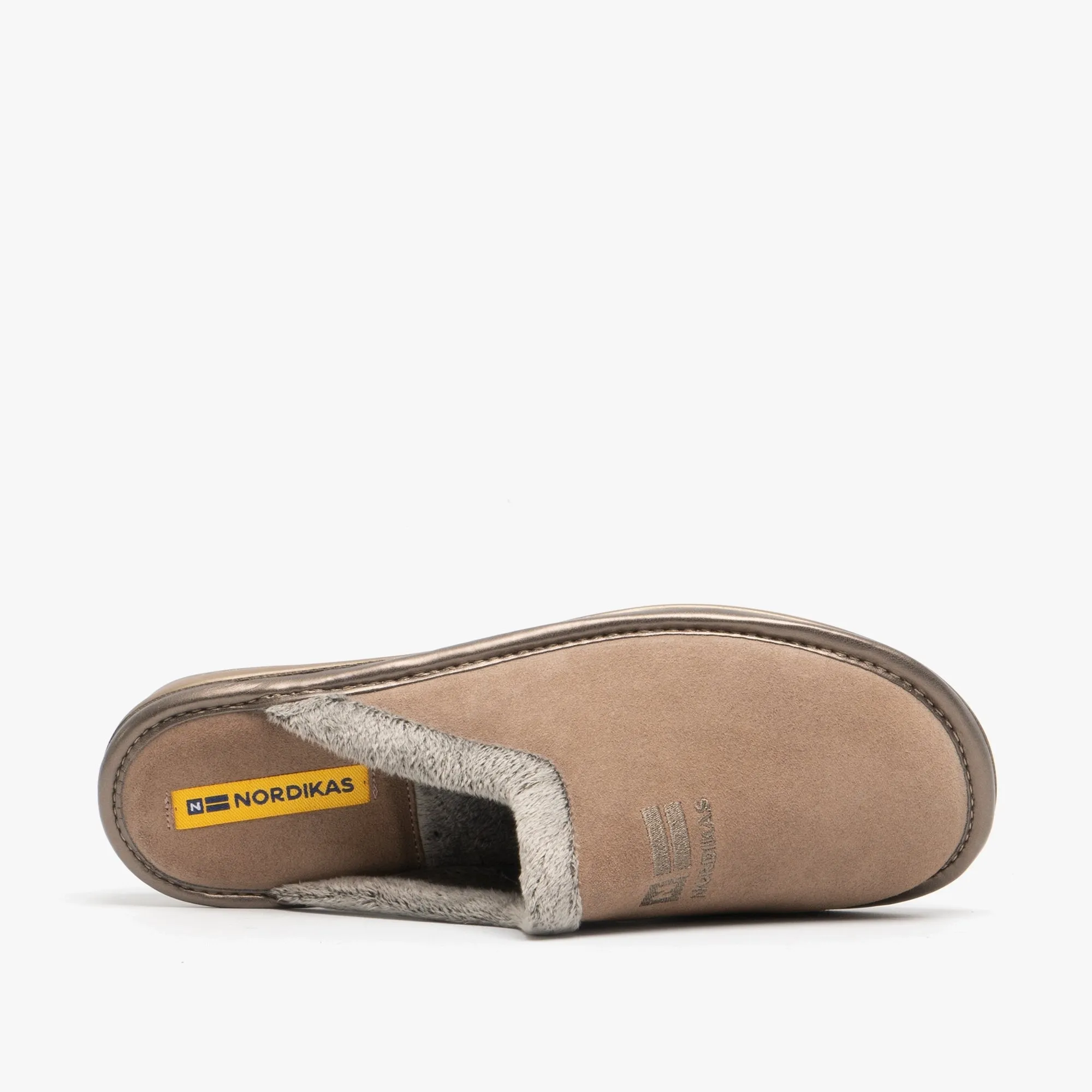 238 (AFELPADO) Ladies Suede Mule Slippers Brown