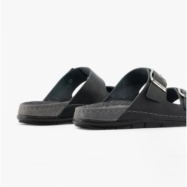 5918 Mens Leather Mule Sandals Anthracite