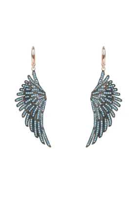 Angel Wing Drop Earrings Rosegold Turquoise Blue
