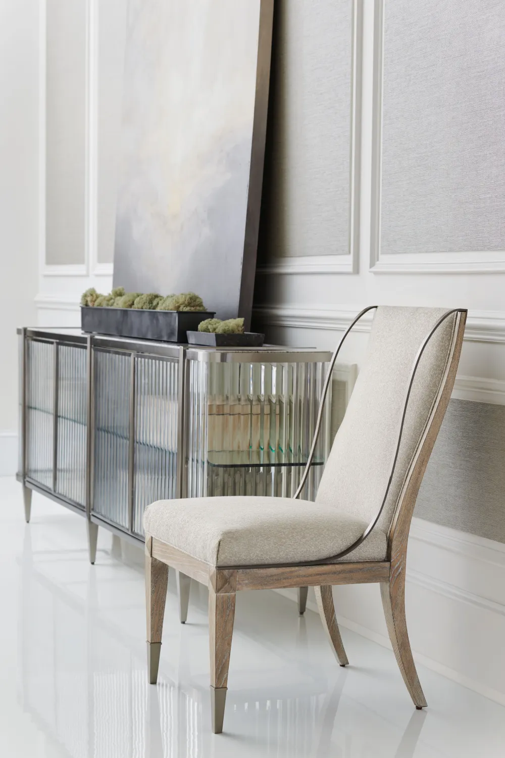 Ash Wood Side Chair | Caracole Open Arms