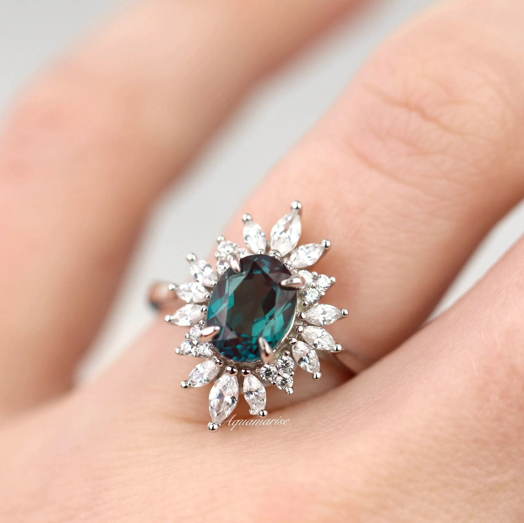 Aurora Alexandrite Ring - Sterling Silver