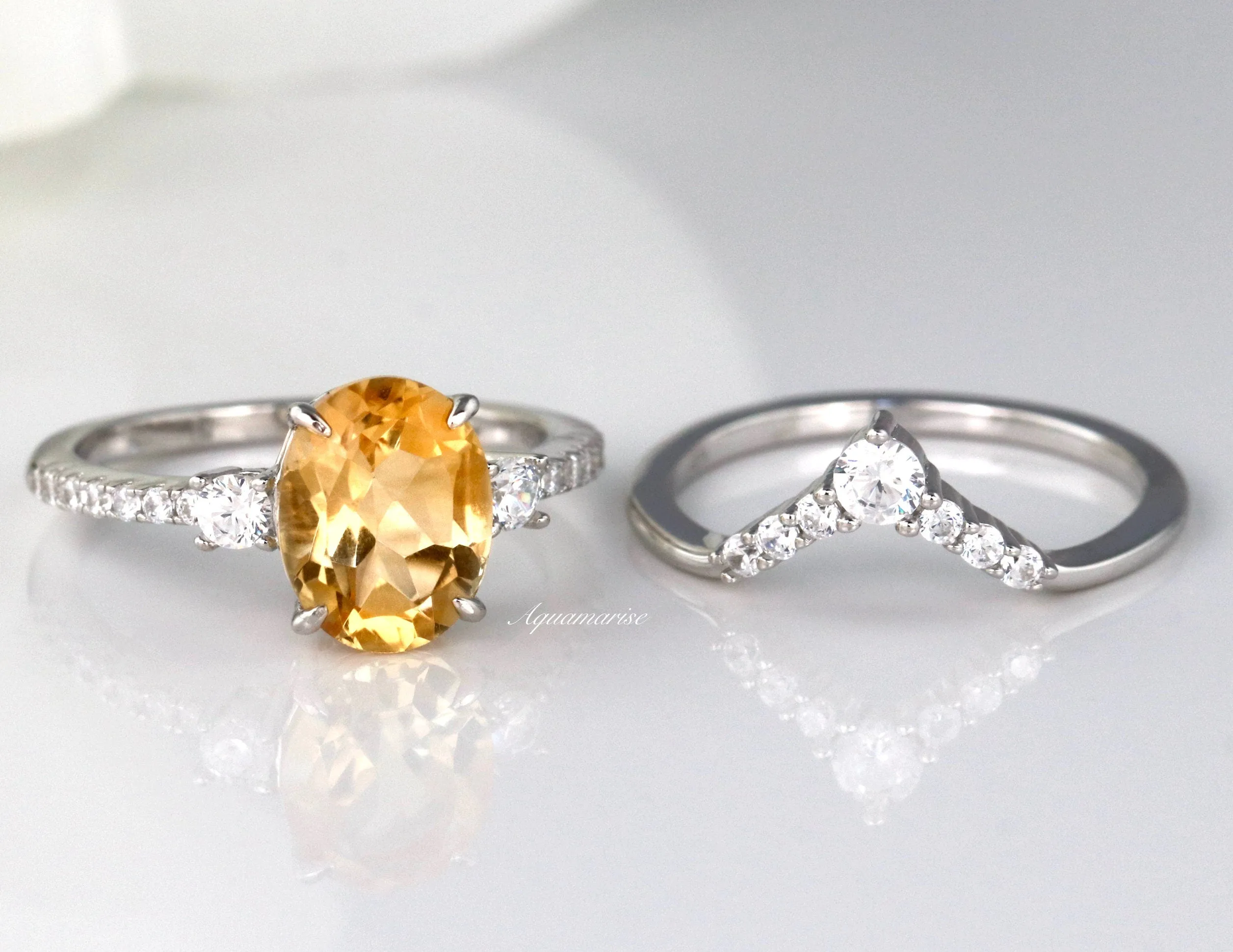 Bella Citrine Ring Set- Sterling Silver