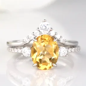 Bella Citrine Ring Set- Sterling Silver