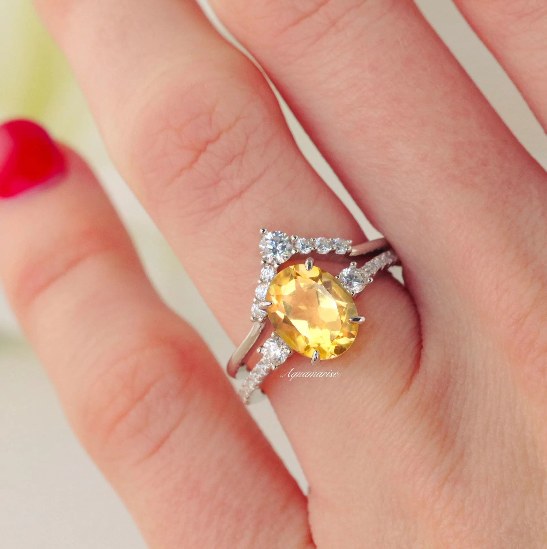 Bella Citrine Ring Set- Sterling Silver
