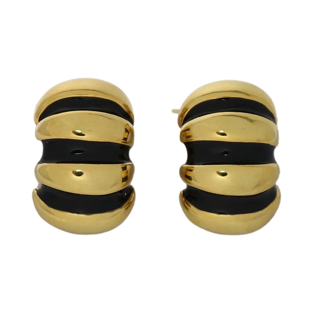 Black Enamel Shrimp Clip Earring