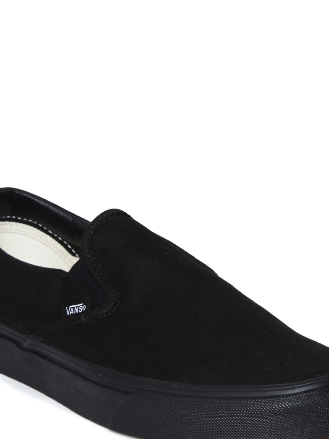 Black Solid Slip-On Sneakers
