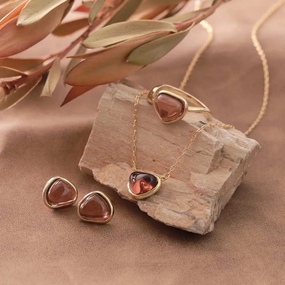 Brown Triangle Glass Jewel Ring