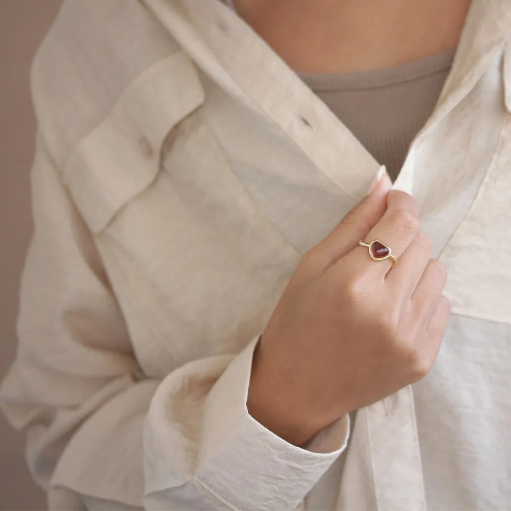 Brown Triangle Glass Jewel Ring