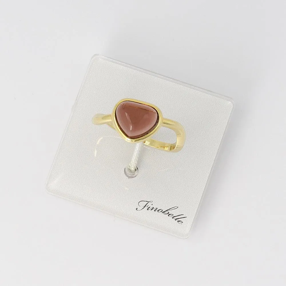 Brown Triangle Glass Jewel Ring