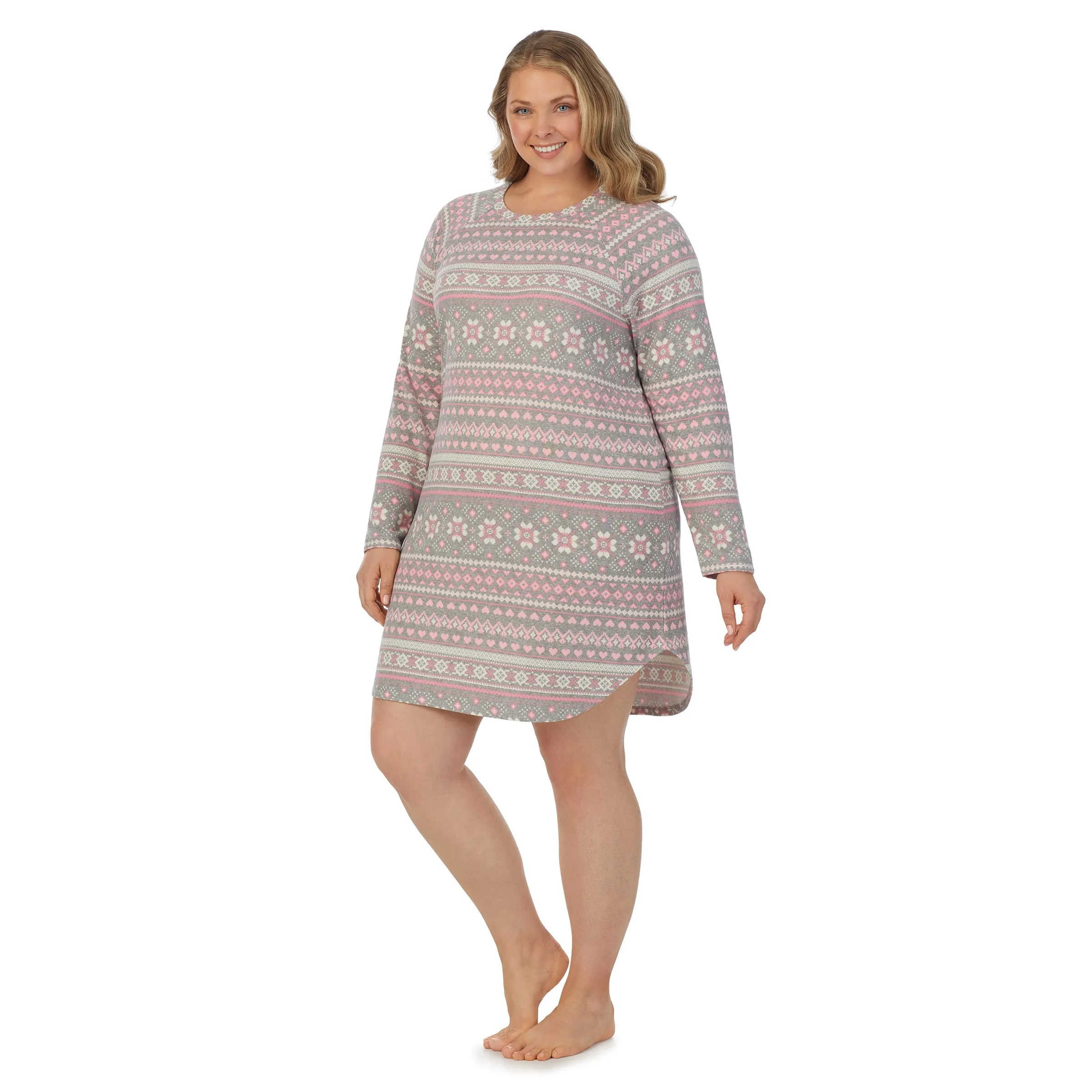 Brushed Sweater Knit Long Sleeve Sleepshirt PLUS