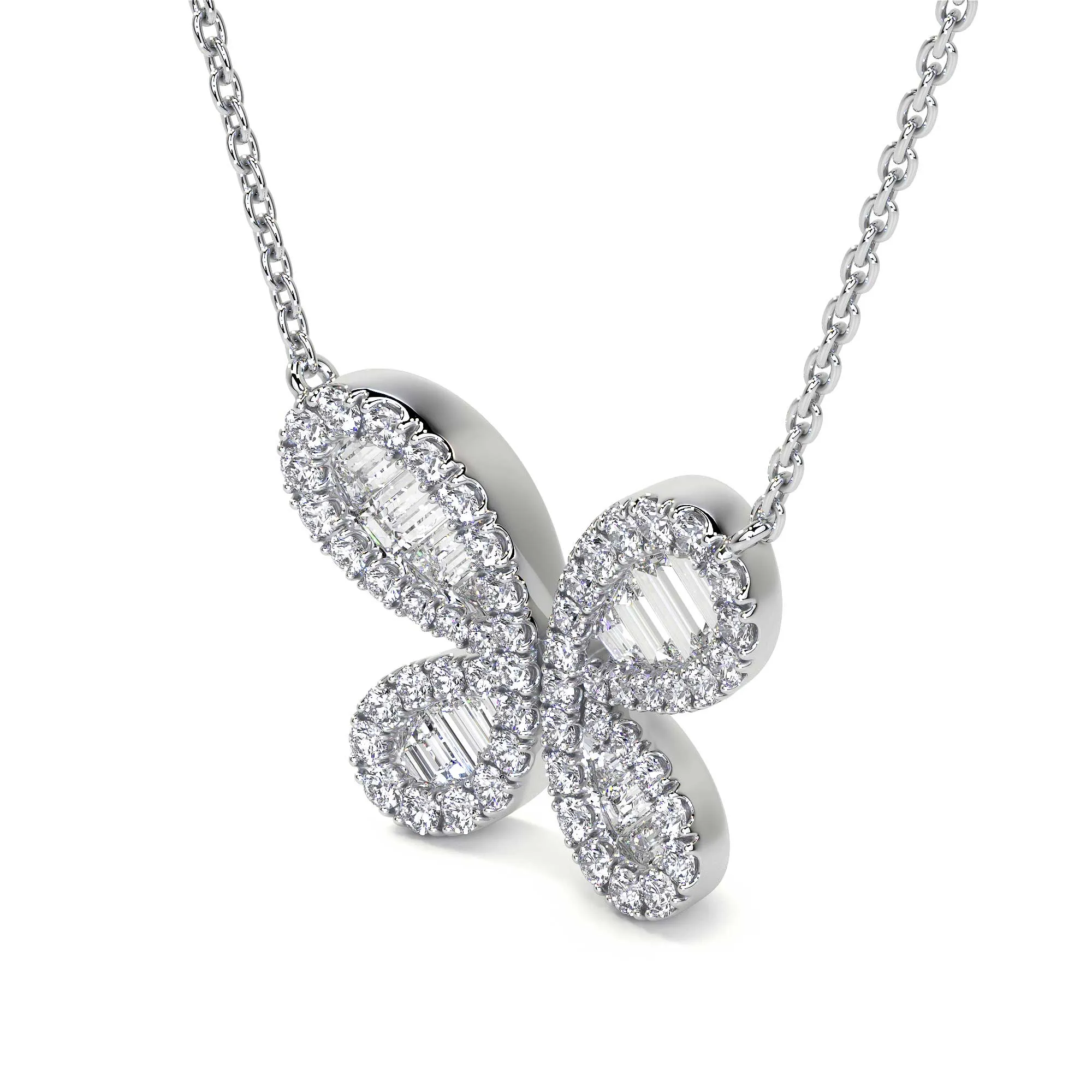 Butterfly Cluster Diamond Necklace, 1 CT
