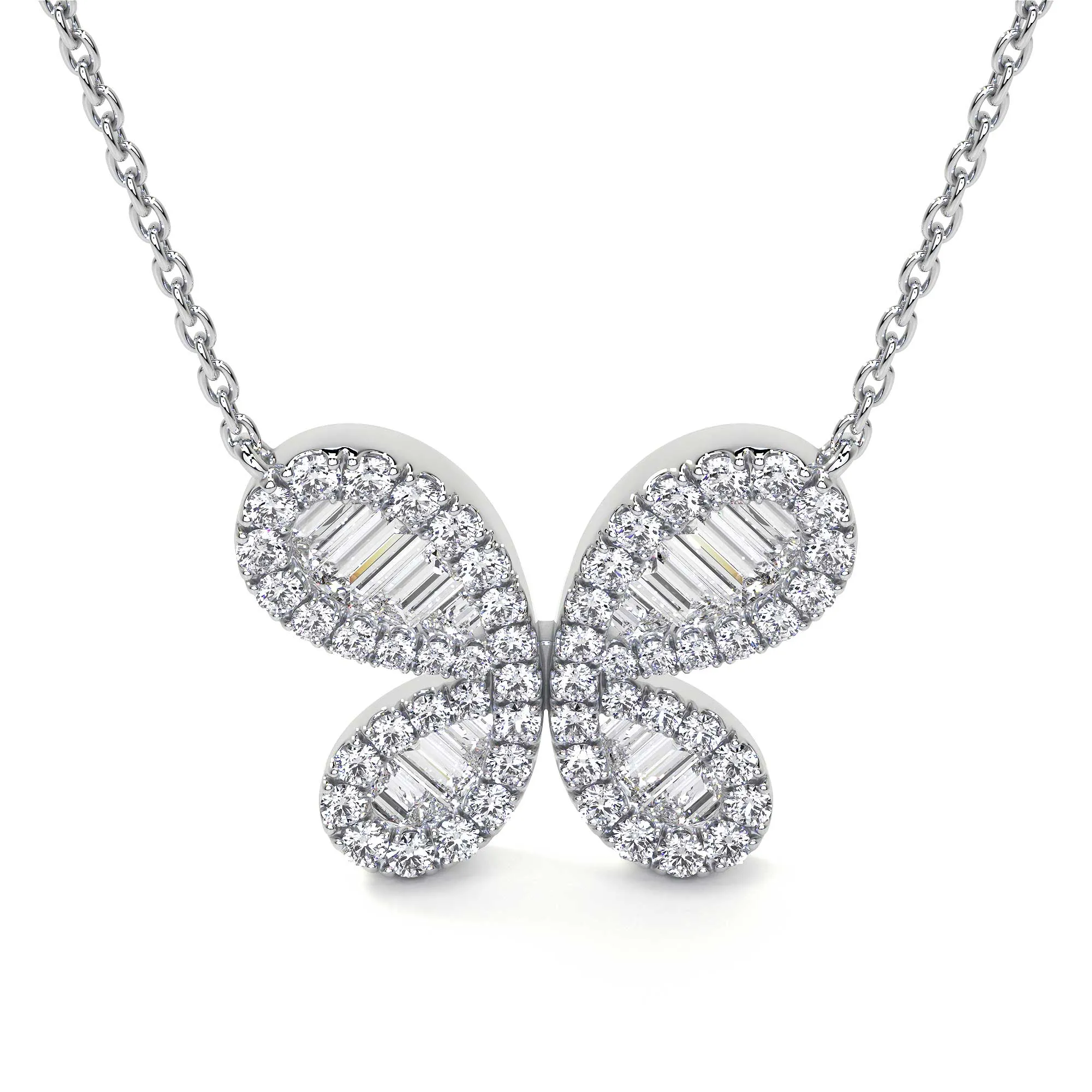 Butterfly Cluster Diamond Necklace, 1 CT