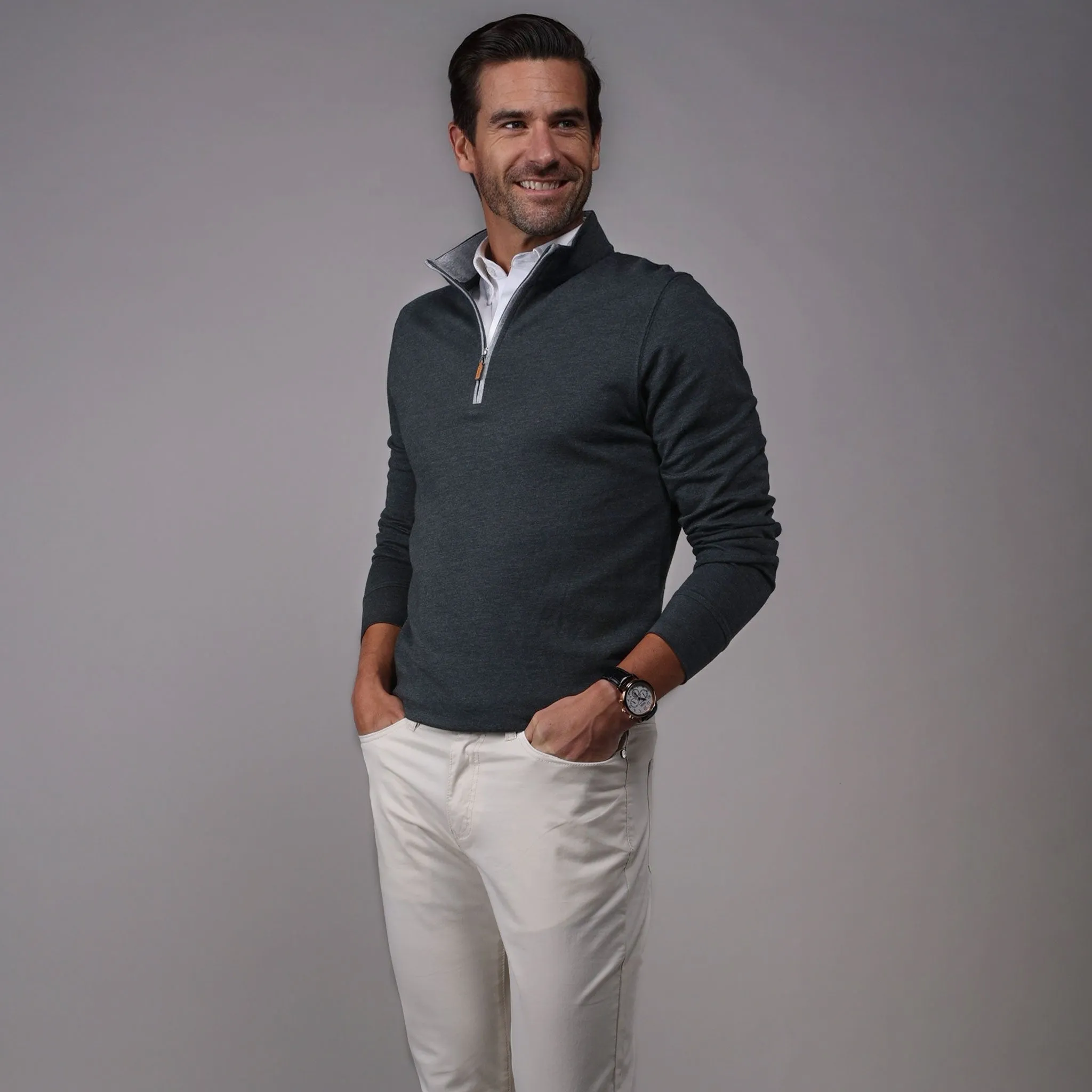Charcoal Heather Cloud Cotton Quarter Zip Pullover