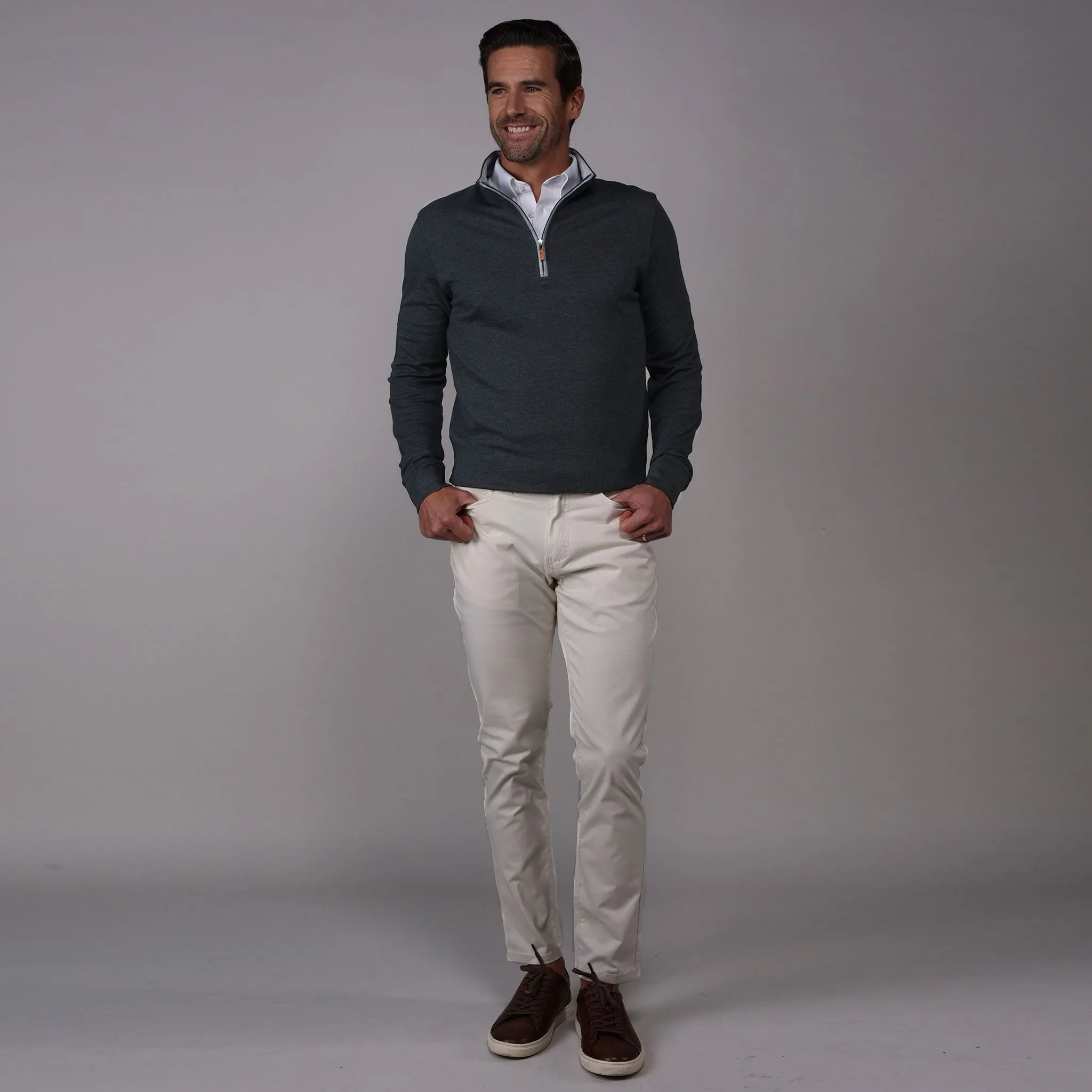 Charcoal Heather Cloud Cotton Quarter Zip Pullover
