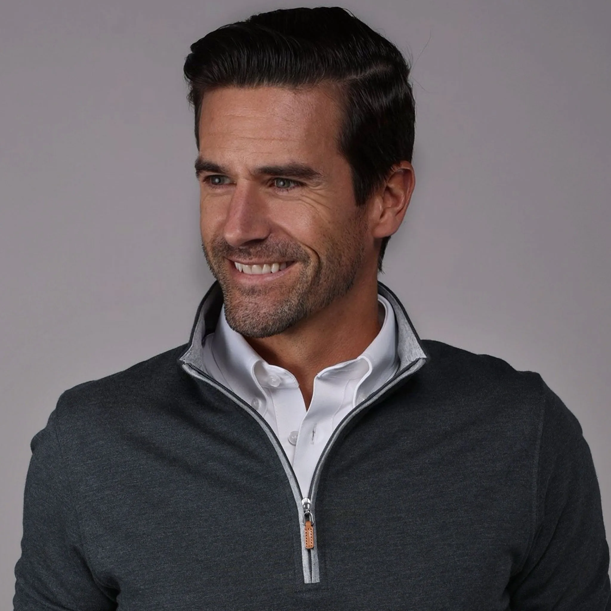Charcoal Heather Cloud Cotton Quarter Zip Pullover