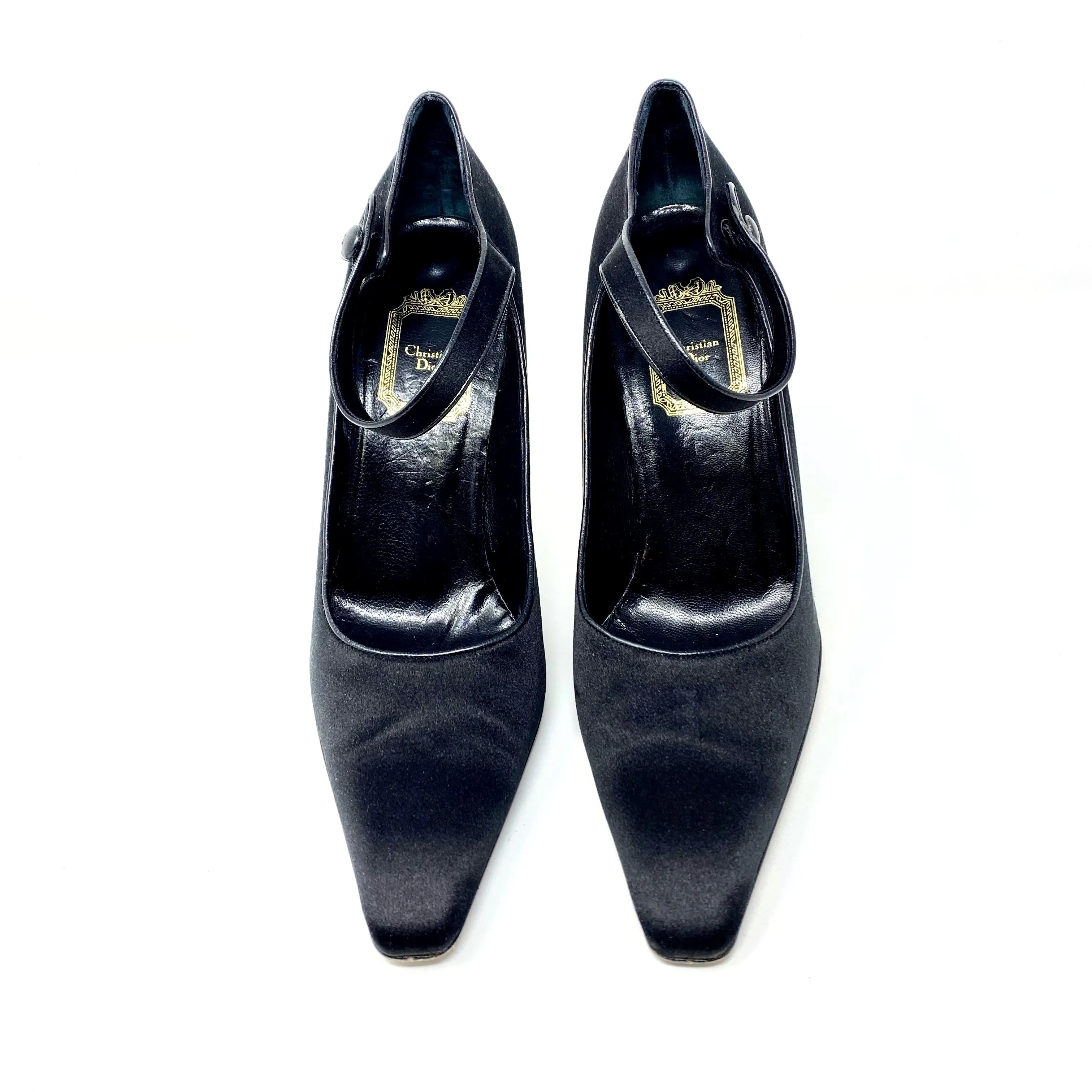 Christian Dior Black Satin Mary Jane Pumps Heels Size 39.5 | 9