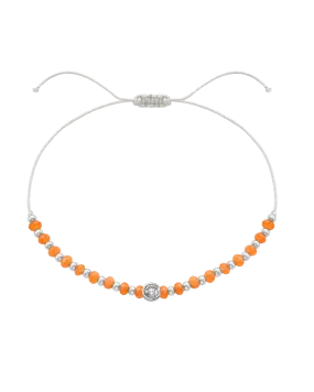 Citrine Gemstone String of Love Bracelet for Abundance - 14K White Gold