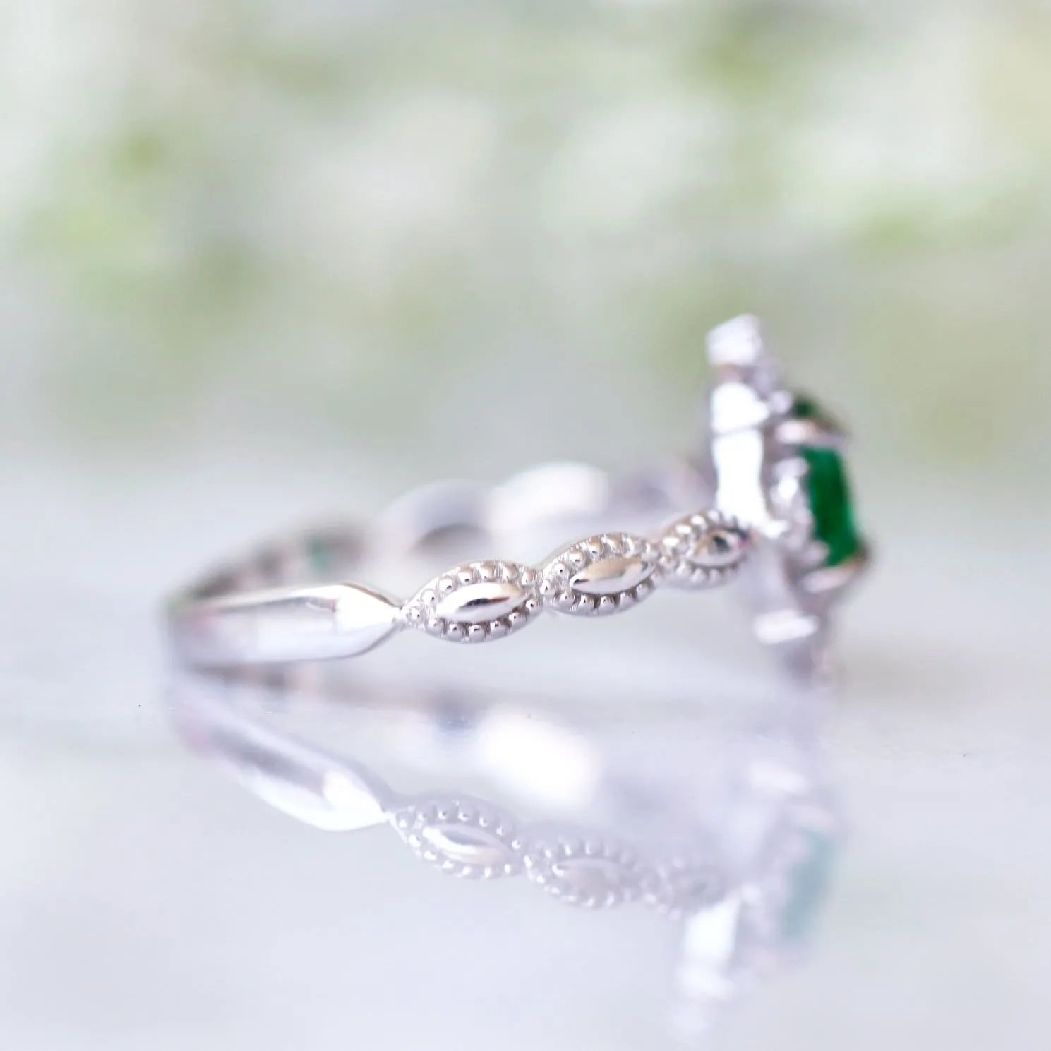 Claire Emerald Ring- Sterling Silver