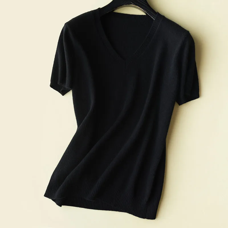 Colorful V-Neck Cashmere Top