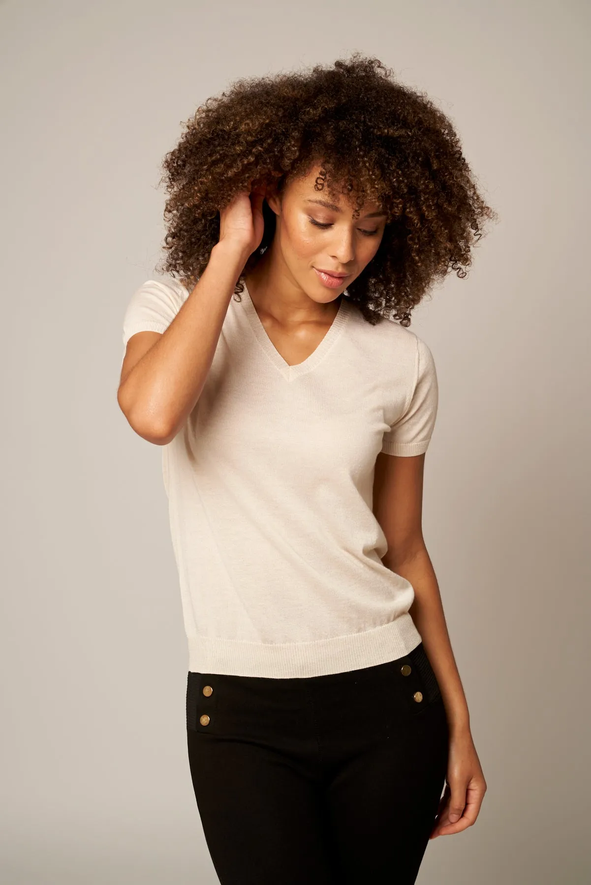 Colorful V-Neck Cashmere Top