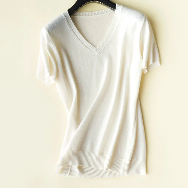 Colorful V-Neck Cashmere Top