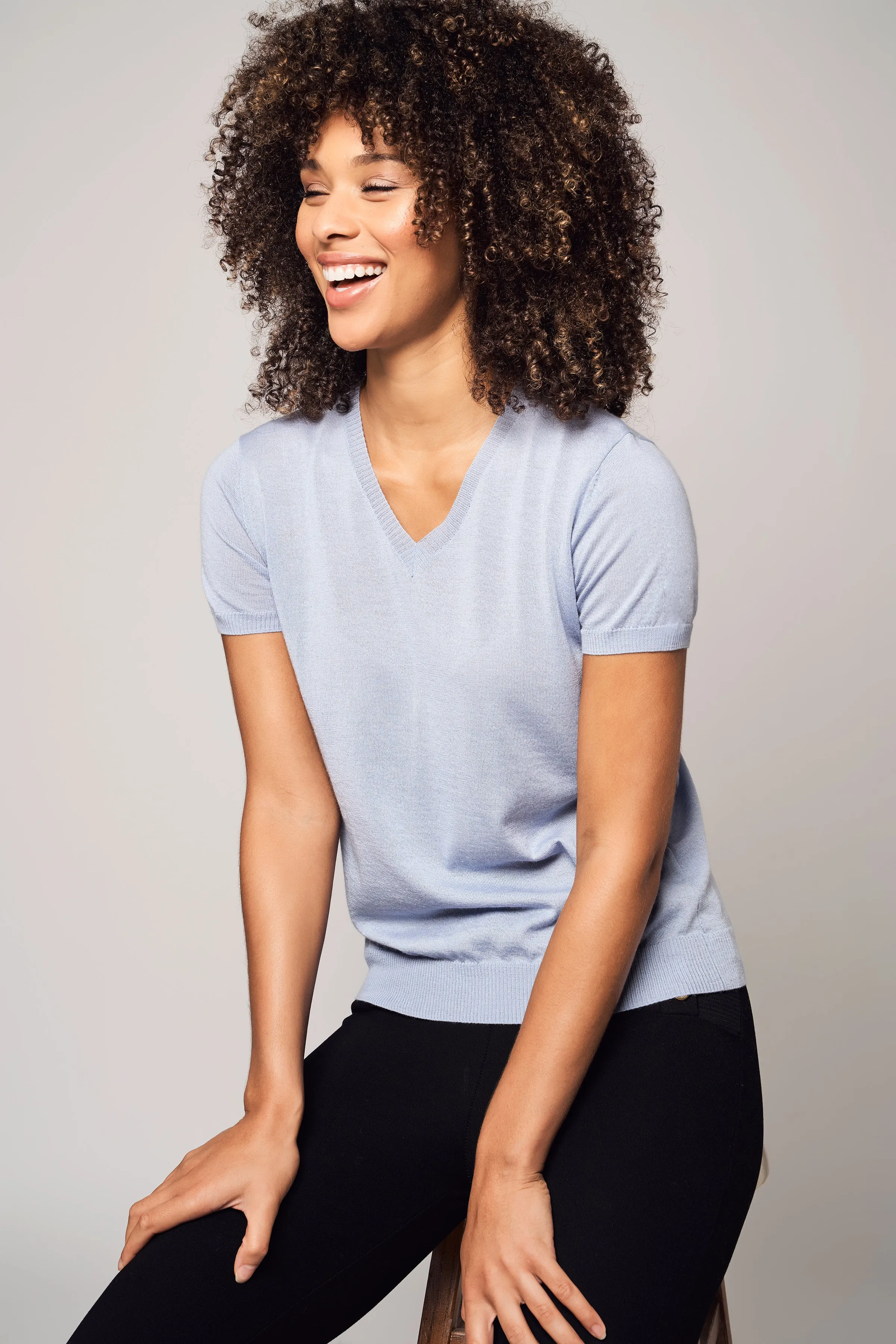 Colorful V-Neck Cashmere Top