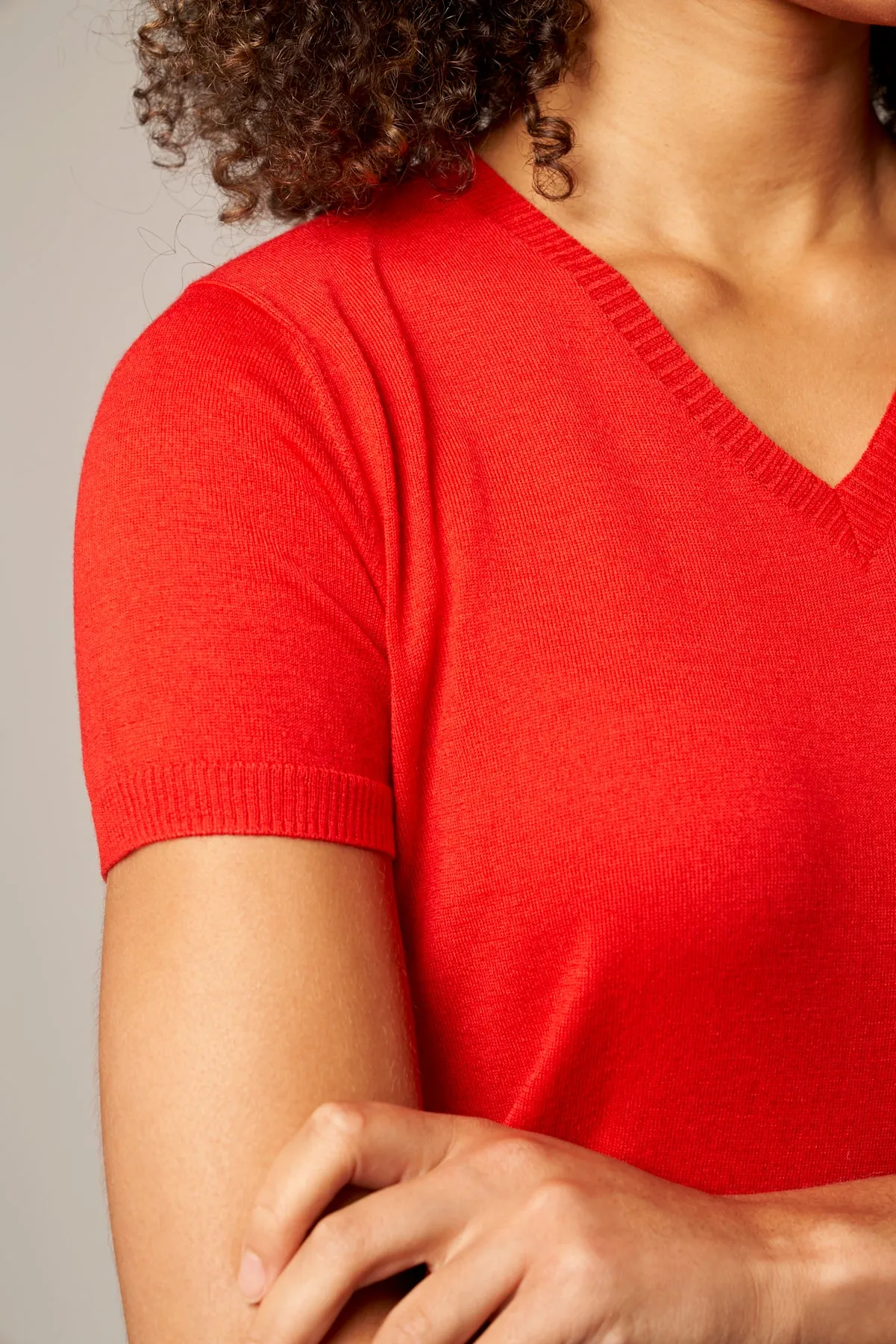 Colorful V-Neck Cashmere Top