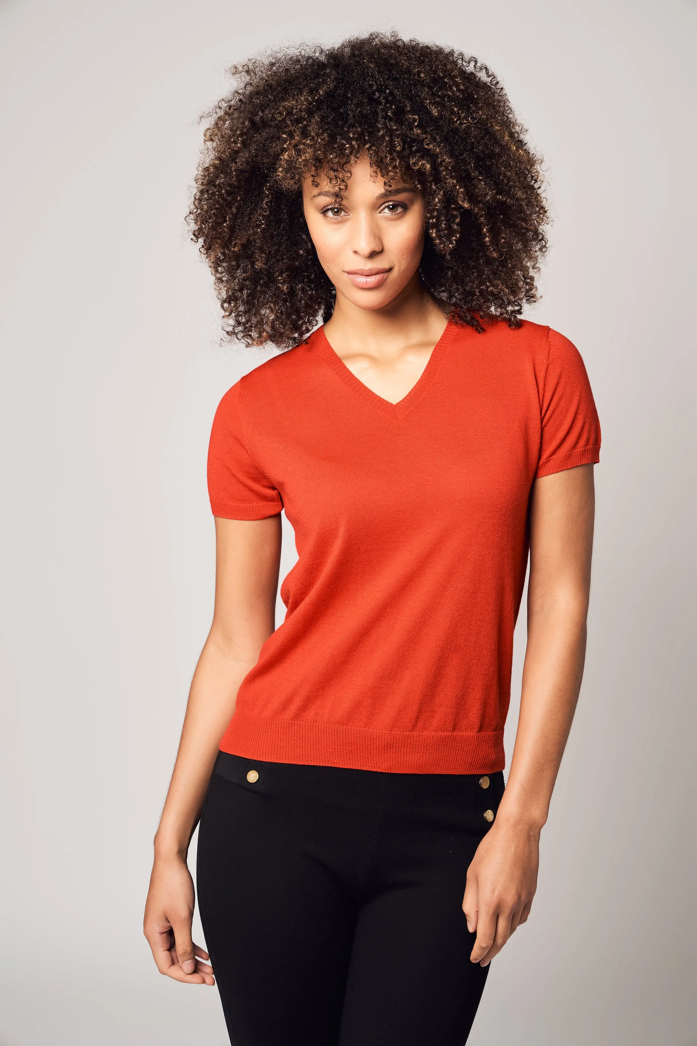 Colorful V-Neck Cashmere Top