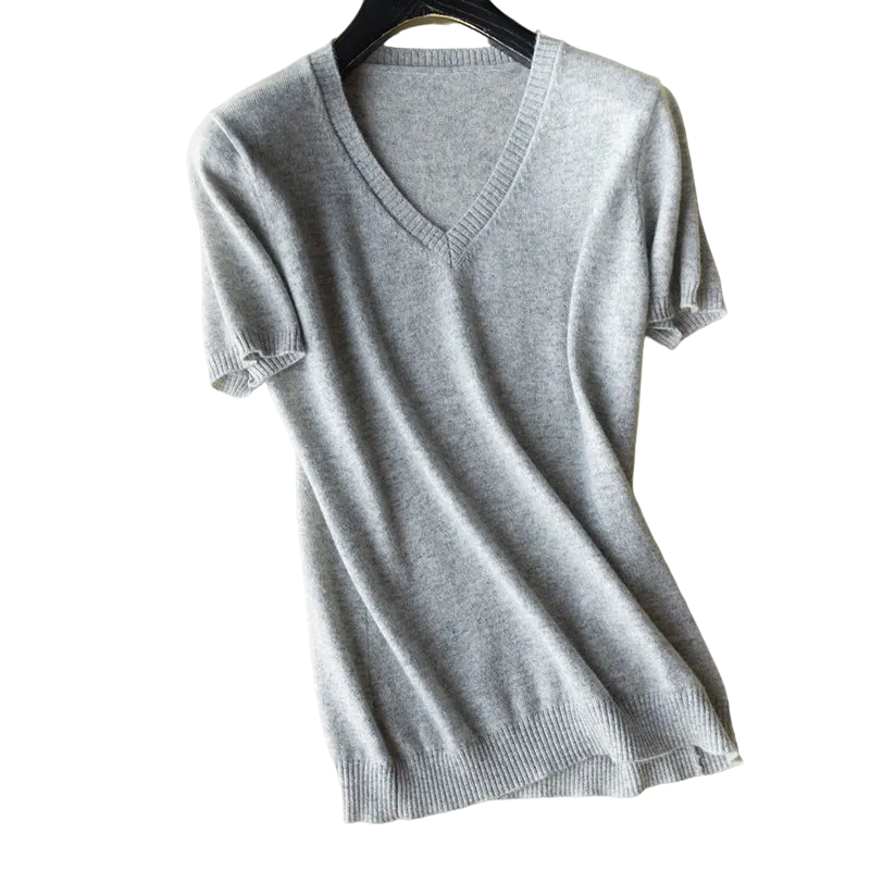 Colorful V-Neck Cashmere Top