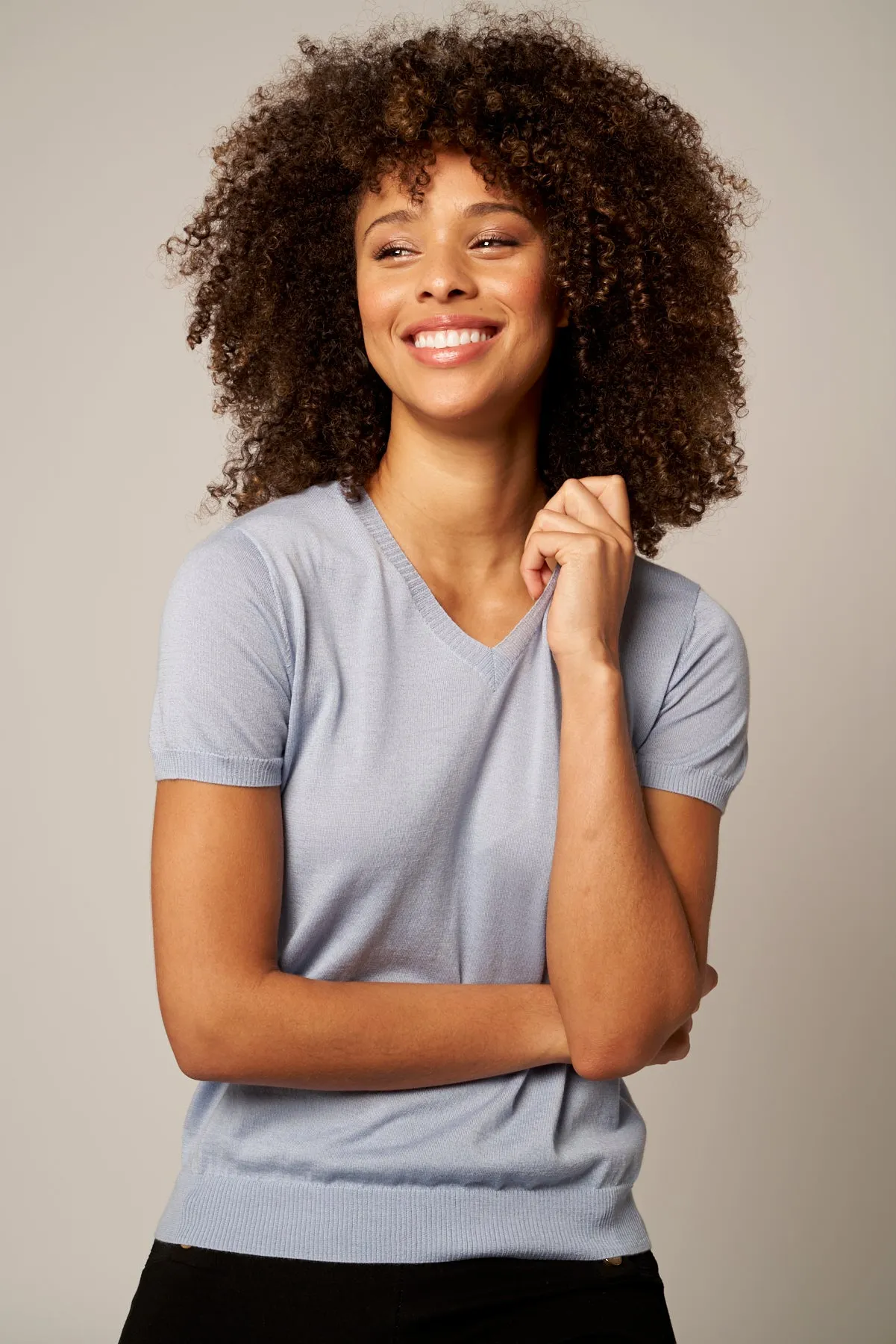 Colorful V-Neck Cashmere Top