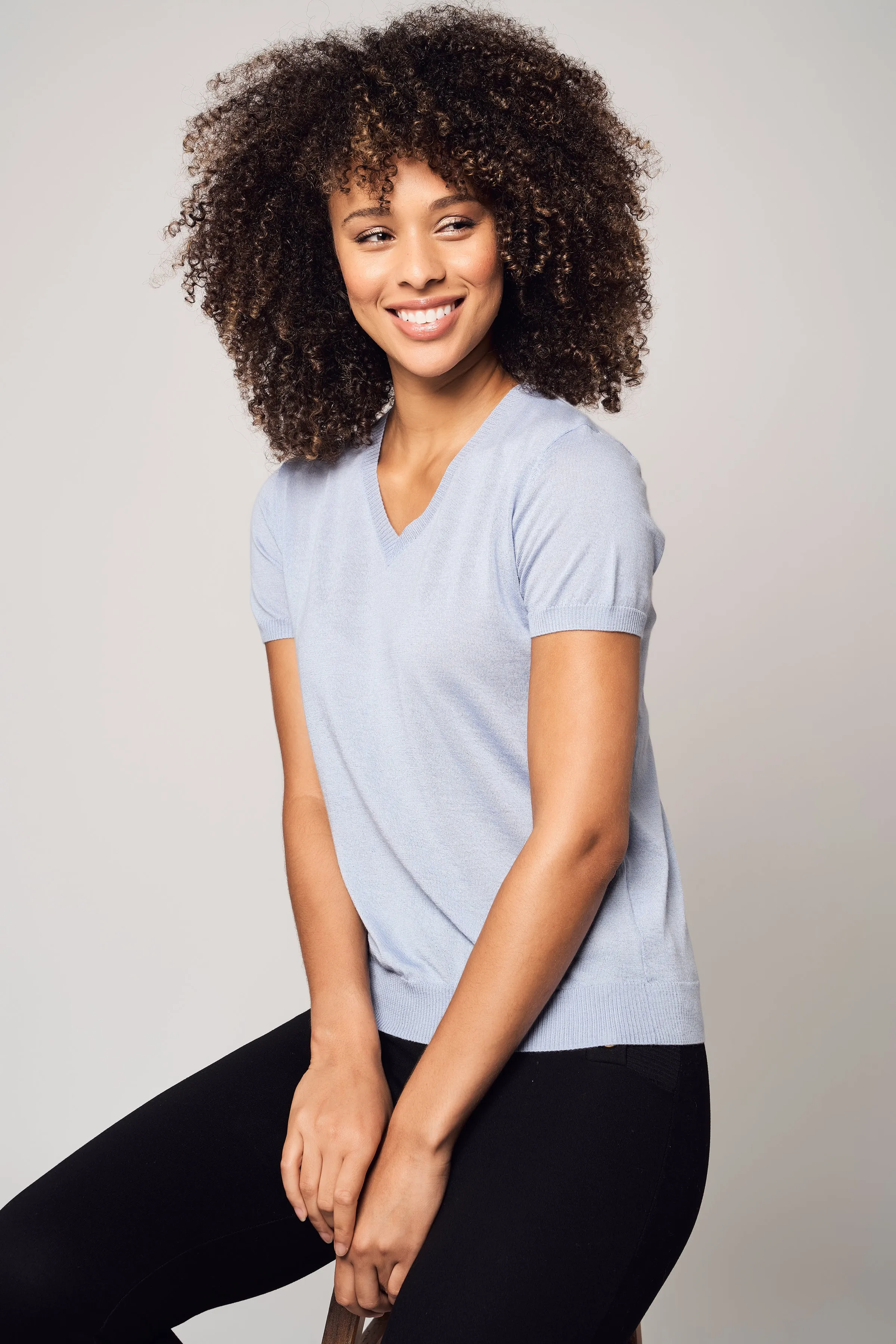 Colorful V-Neck Cashmere Top