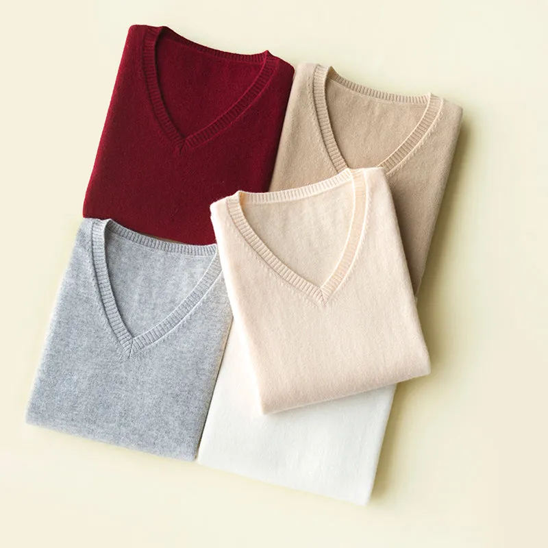 Colorful V-Neck Cashmere Top