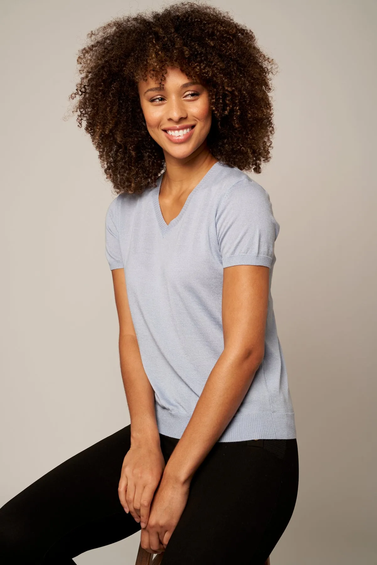 Colorful V-Neck Cashmere Top