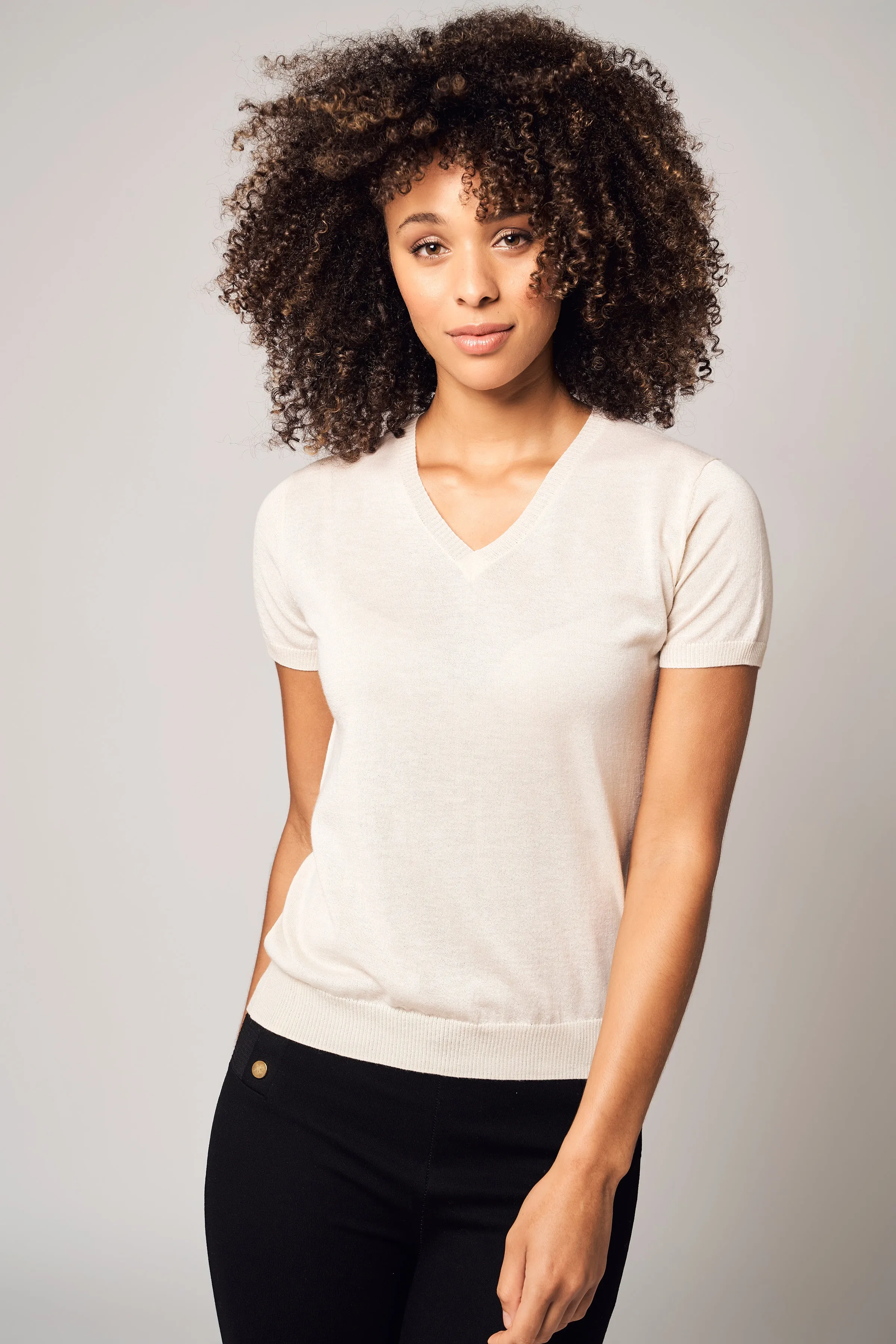 Colorful V-Neck Cashmere Top