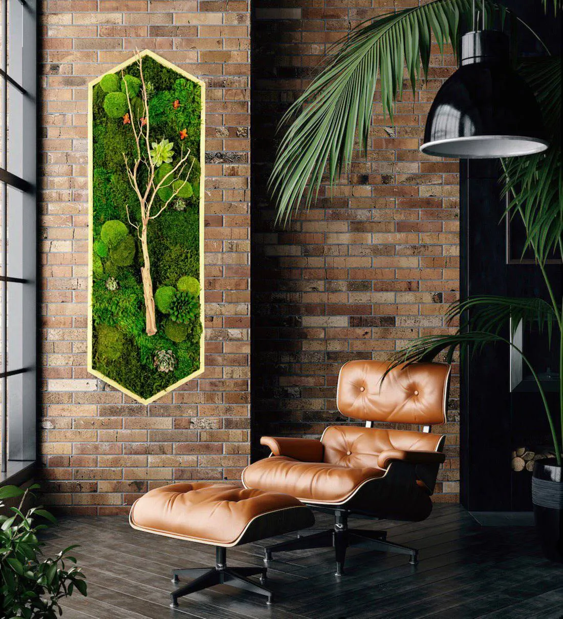 Cushion Extended Hexagon Moss Art