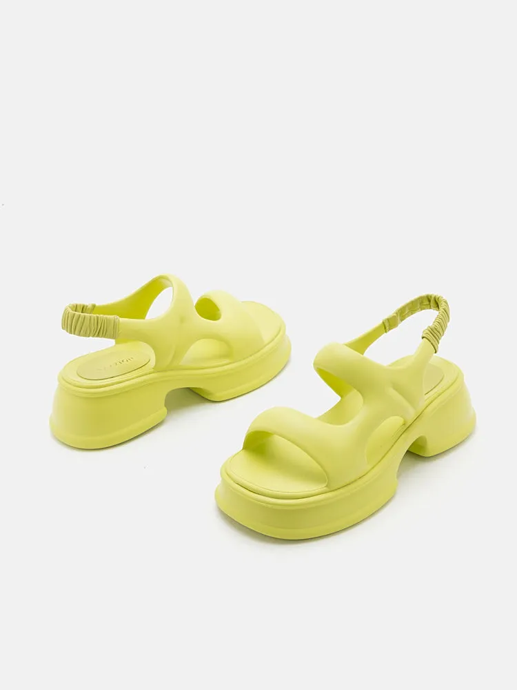 Ella Mae Puffy Elastic Strap Flatform Sandals