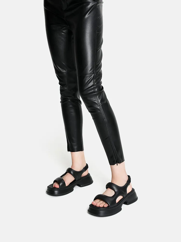 Ella Mae Puffy Elastic Strap Flatform Sandals