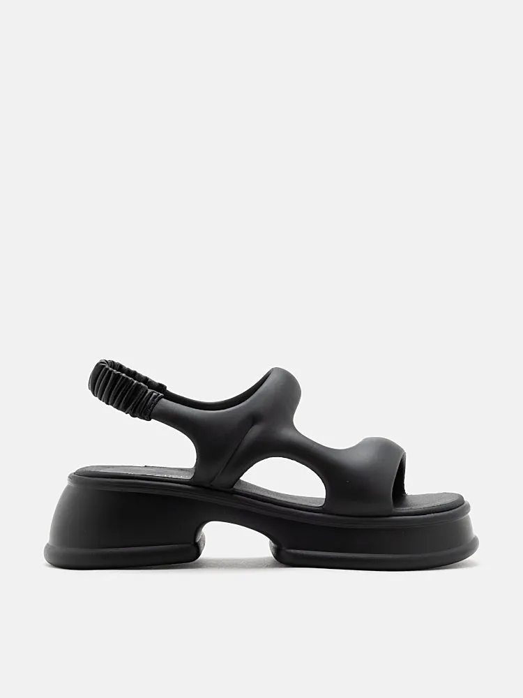 Ella Mae Puffy Elastic Strap Flatform Sandals