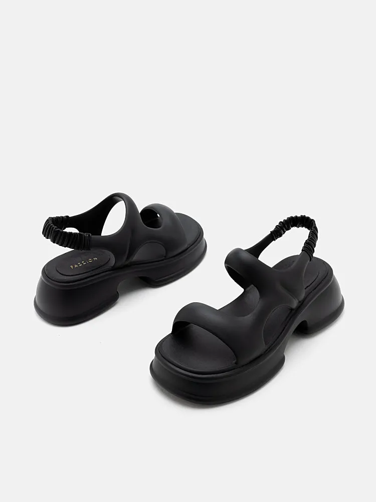 Ella Mae Puffy Elastic Strap Flatform Sandals