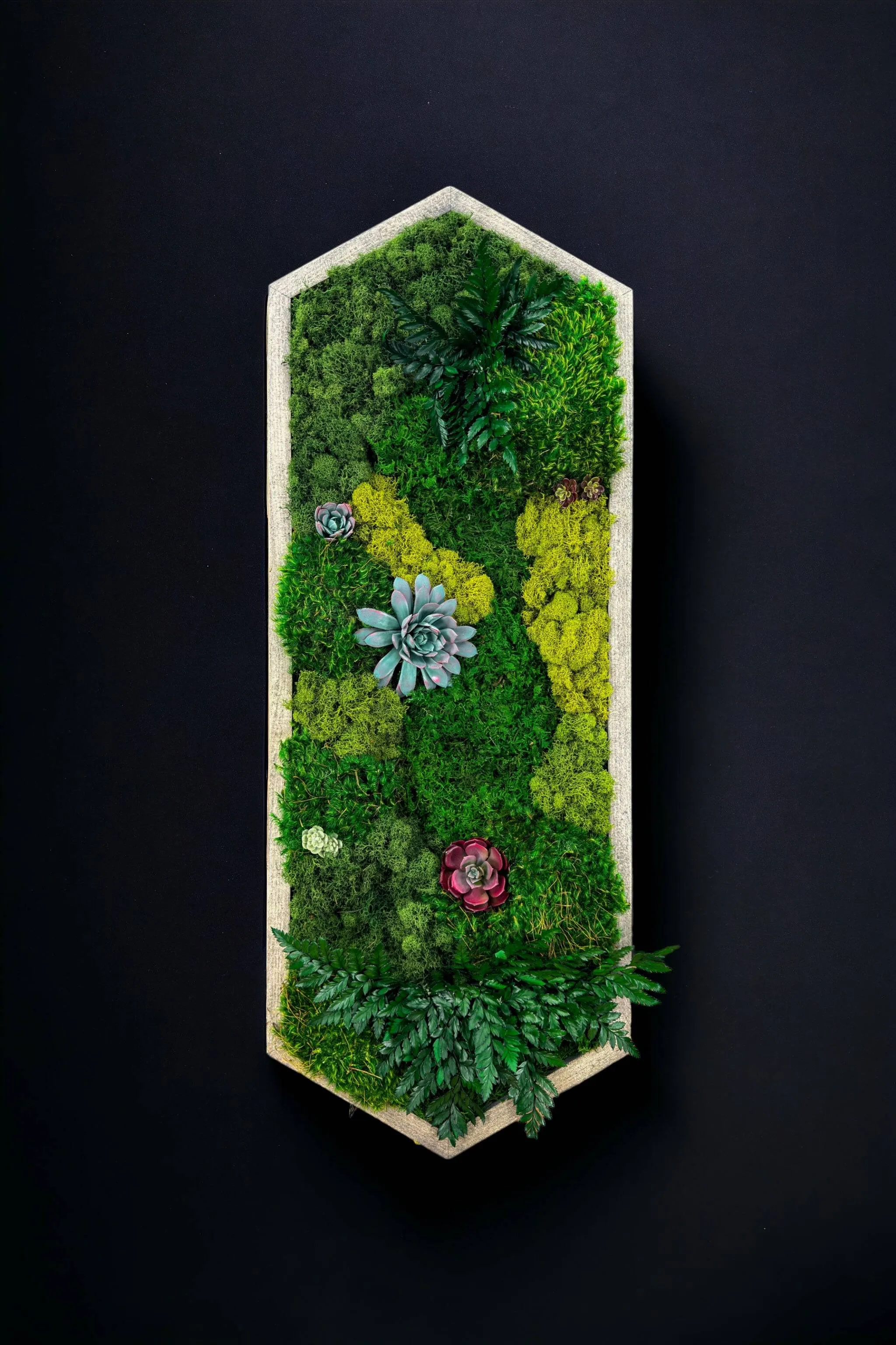 Floral Extended Hexagon Moss Art