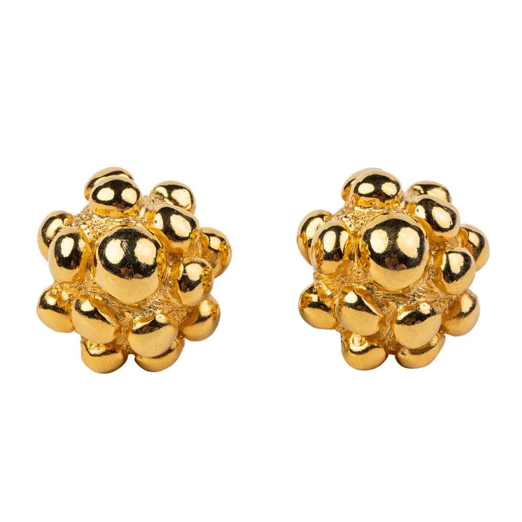 Gold Cluster Clip Earrings