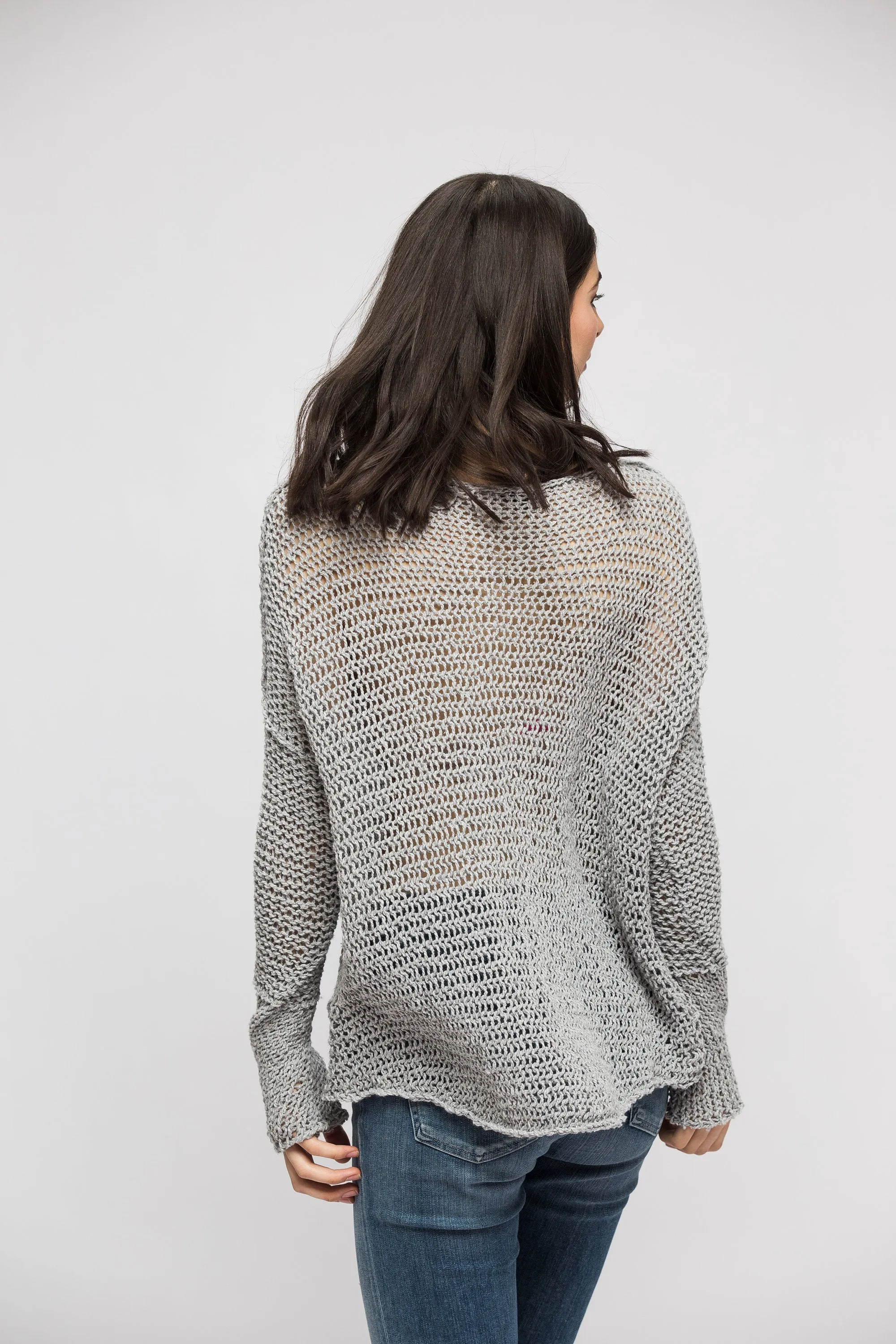Grey Cotton woman knit sweater.