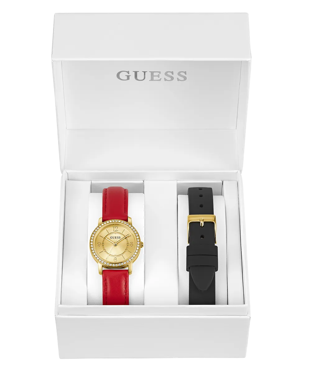 GUESS Ladies Gold Tone Analog Watch Box Set