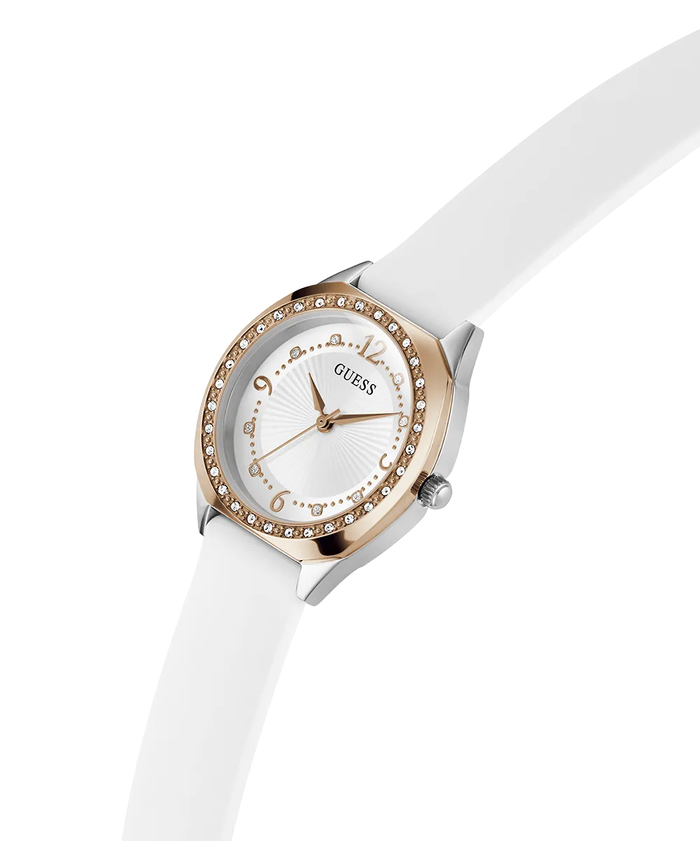 GUESS Ladies White 2-Tone Analog Watch