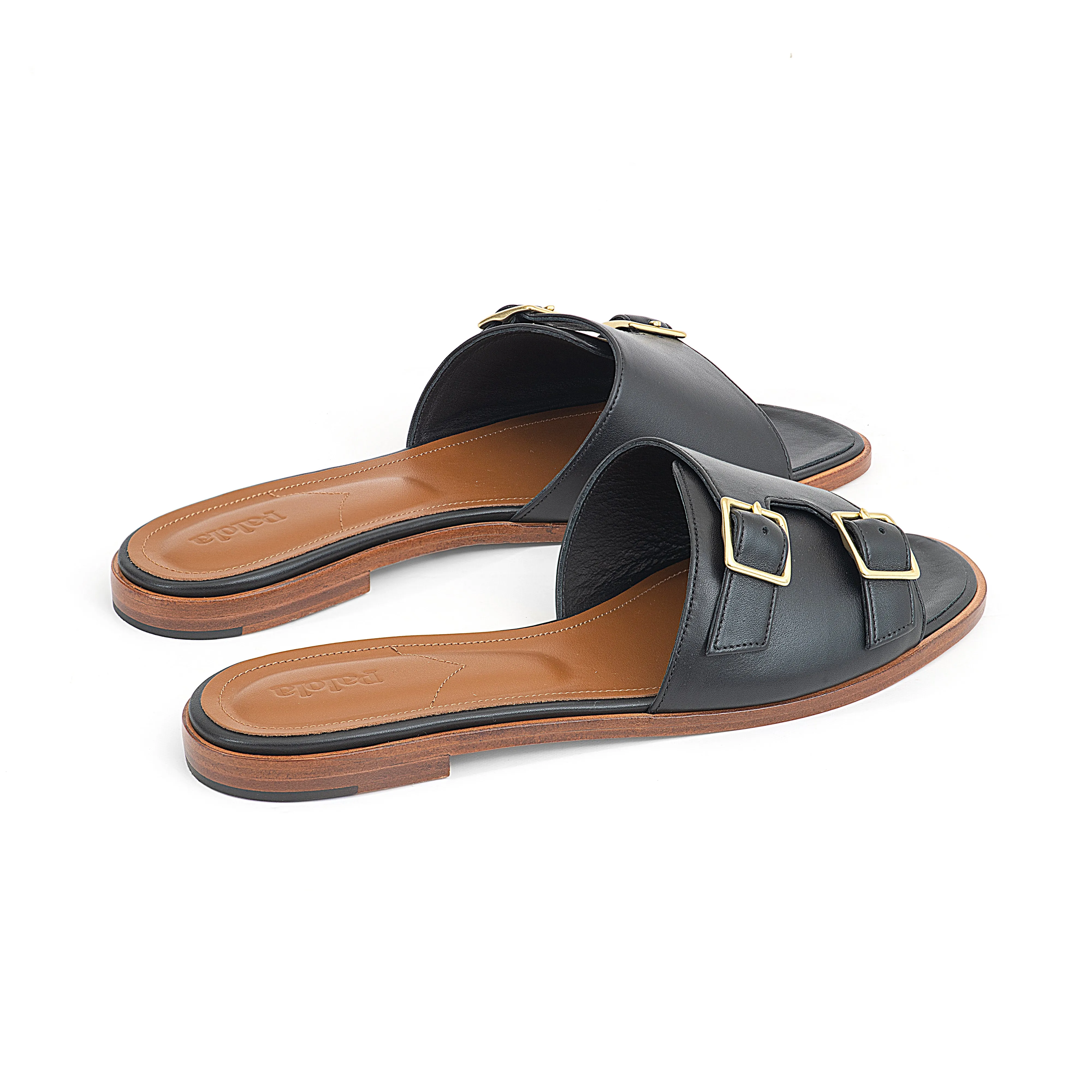 Heidi Slide in Black Nappa Leather