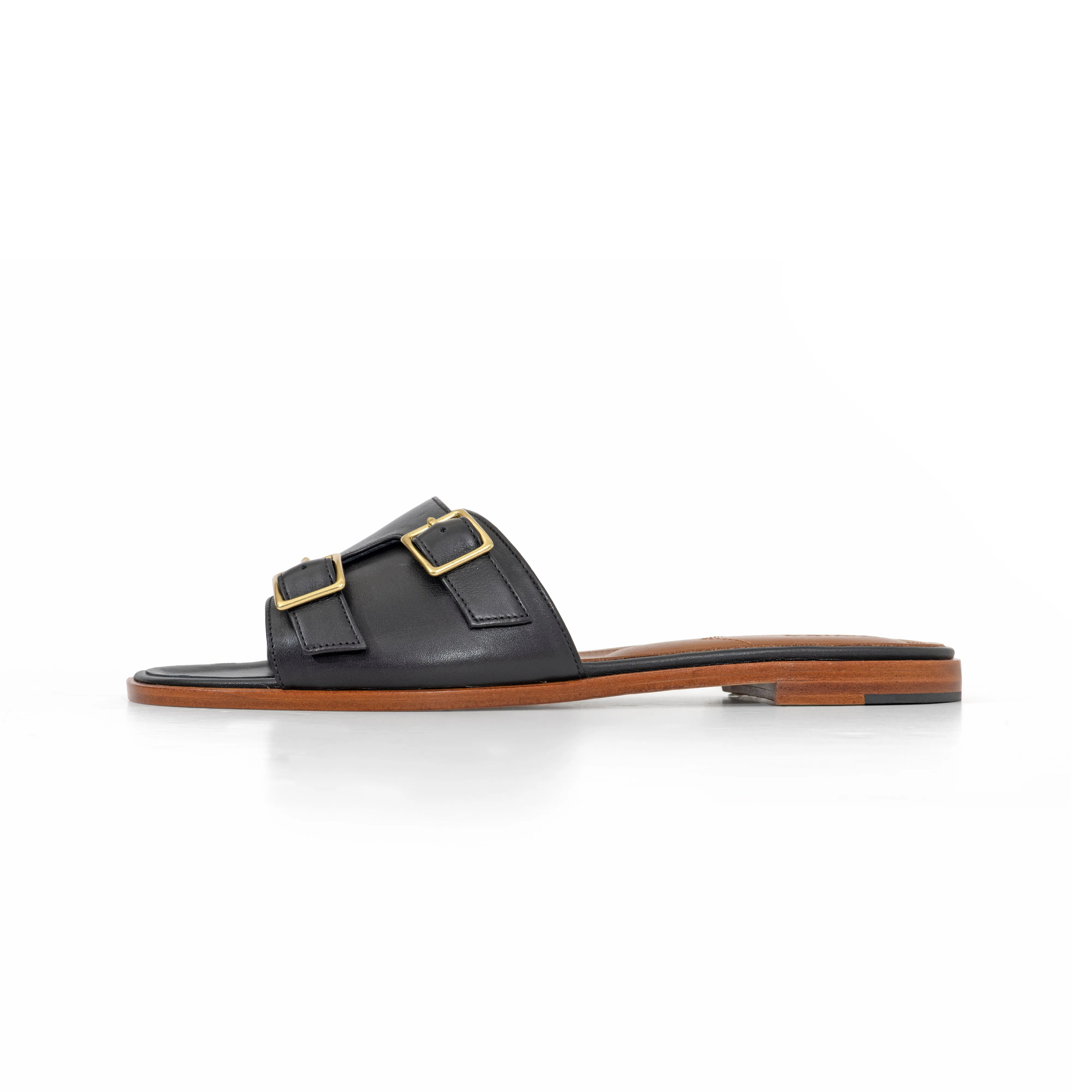 Heidi Slide in Black Nappa Leather