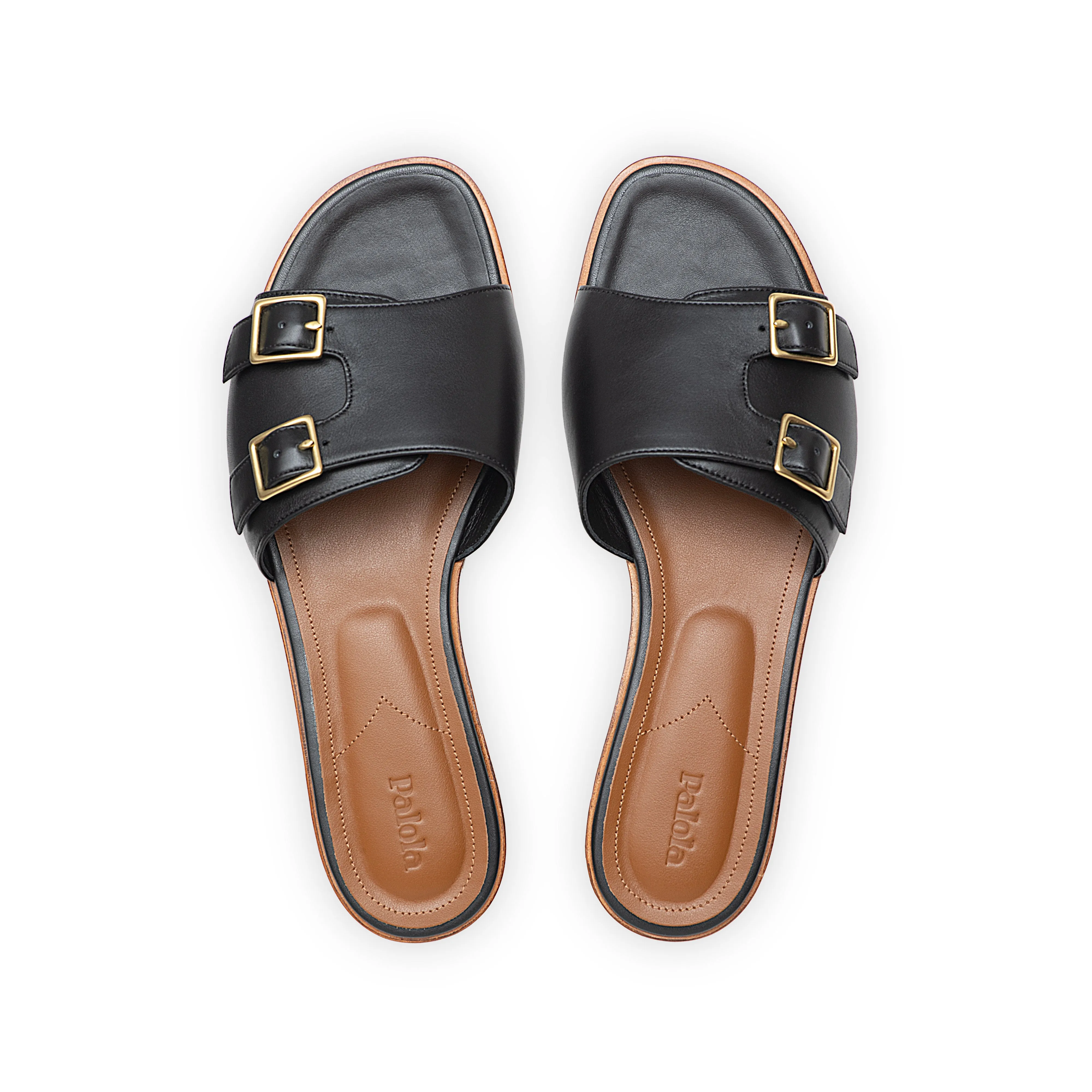 Heidi Slide in Black Nappa Leather