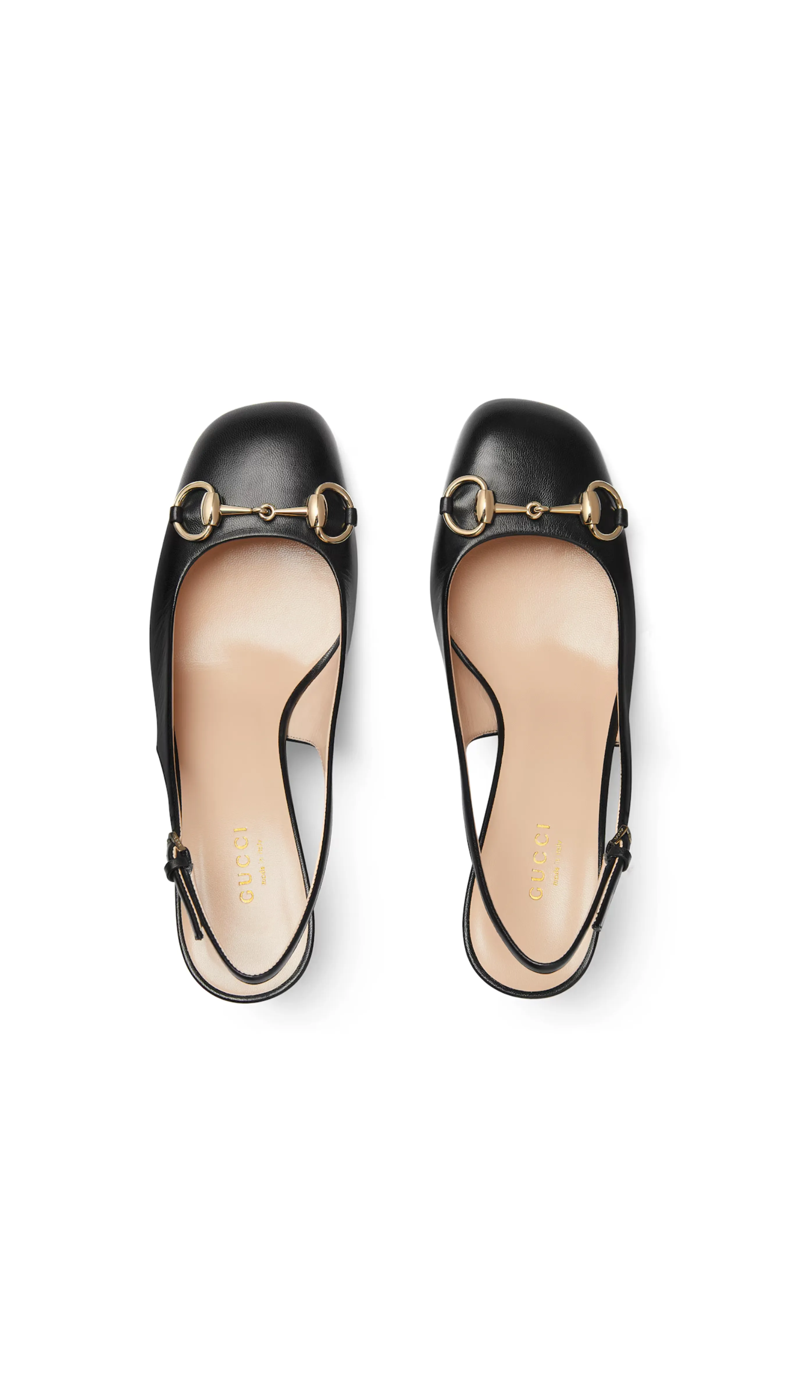 Horsebit Leather Slingbacks - Black
